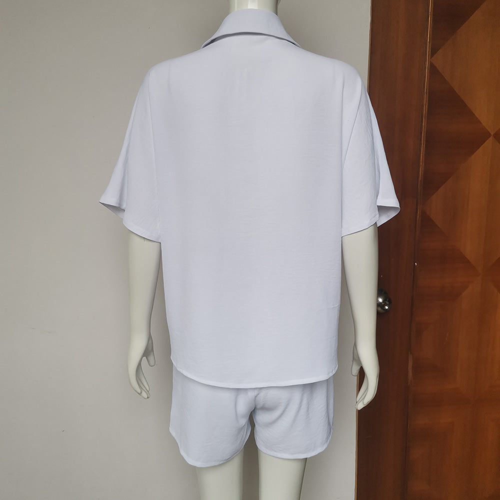 Linen Short Sleeve Shirt Shorts Set