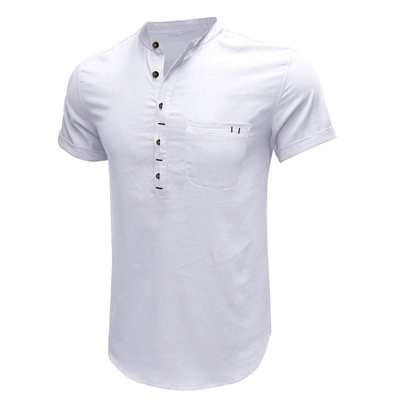 Chemise Henley en coton et lin Aule