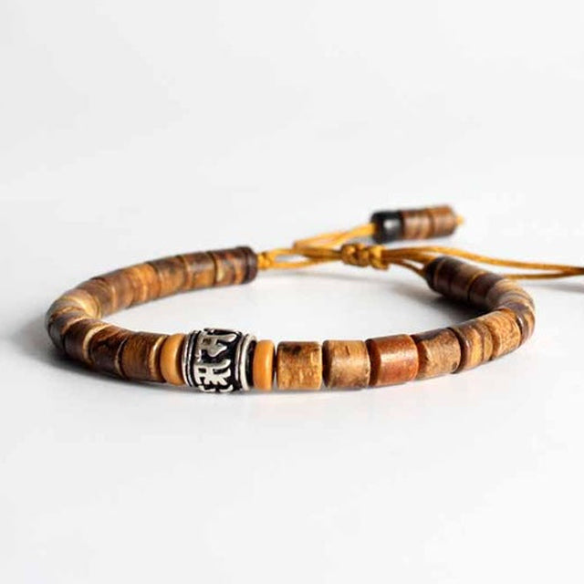 Bracelet mantra à six caractères en bois de santal Aule