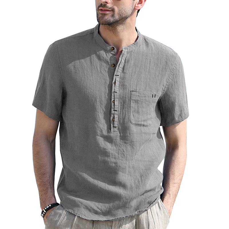 Aule Cotton Linen Henley Shirt