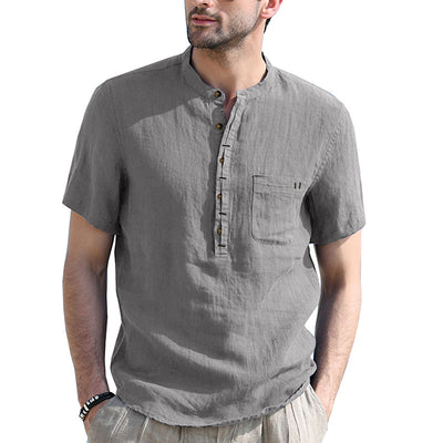 Aule Cotton Linen Henley Shirt