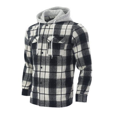 Aule Plannel Check Hooded Shirt