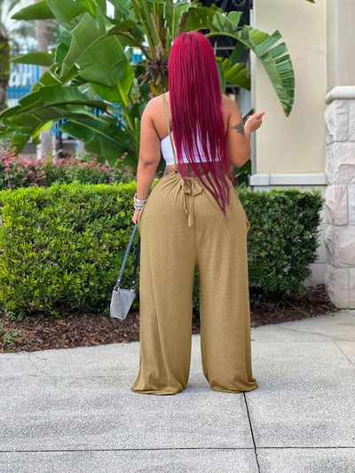 Cozy Simple Wide Leg Long Pants Overalls