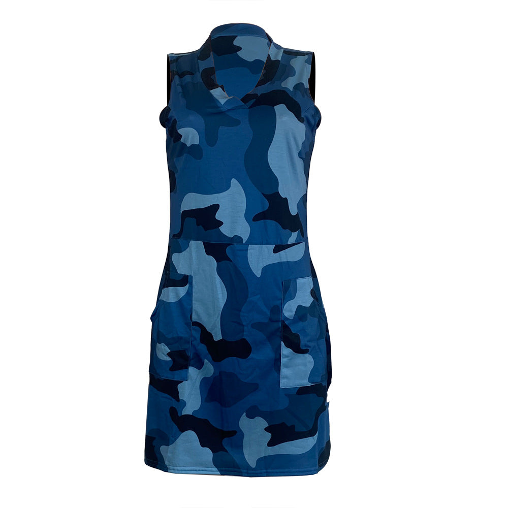 Minikleid mit Camouflage-Print und Seitentaschen