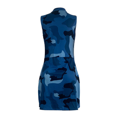 Camouflage Printed Side Pockets Mini Dress