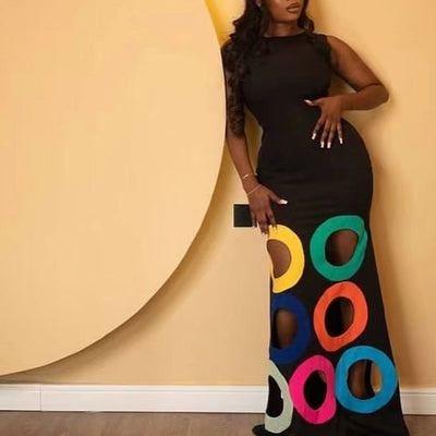 Colorful Circle Sleeveless Maxi Dress