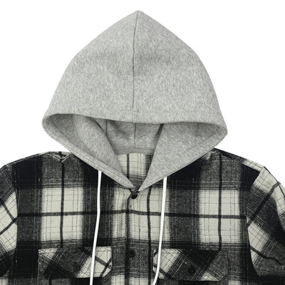 Aule Plannel Check Hooded Shirt