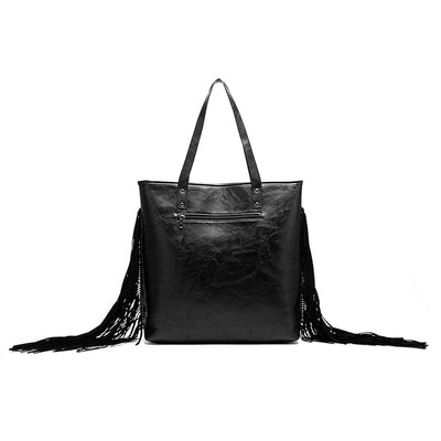 Snake Ptinted Fringe Tote Bag