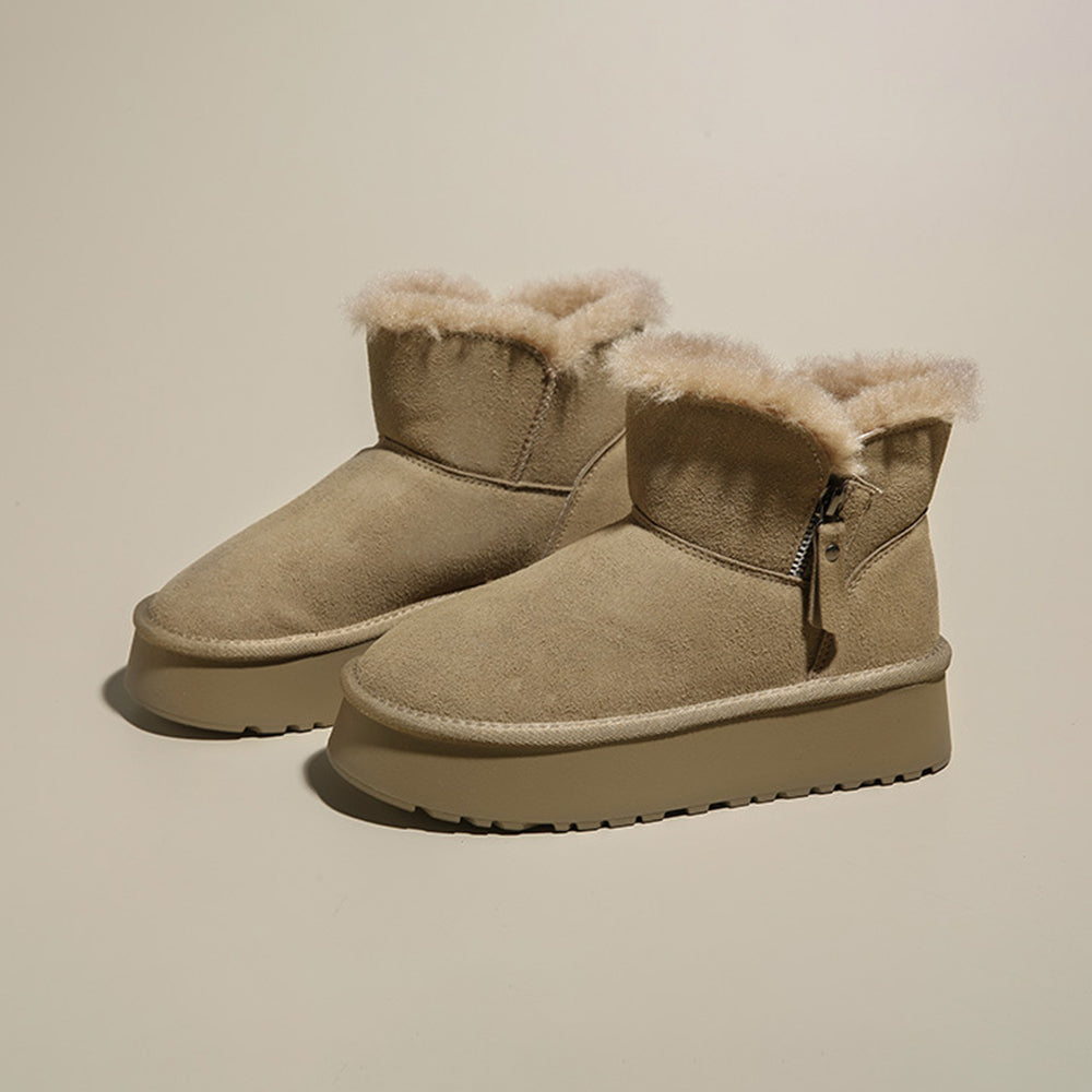 Zip Decor Fleece Winter Boots