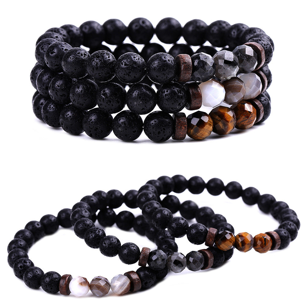 Aule Faceted Beads Lava Stone Bracelets