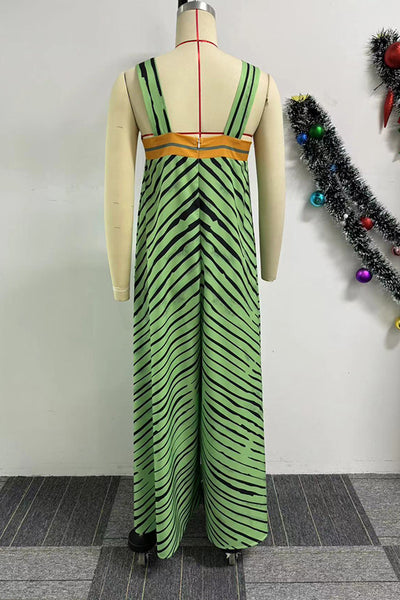 Striped Pockets Tank Maxi Dress