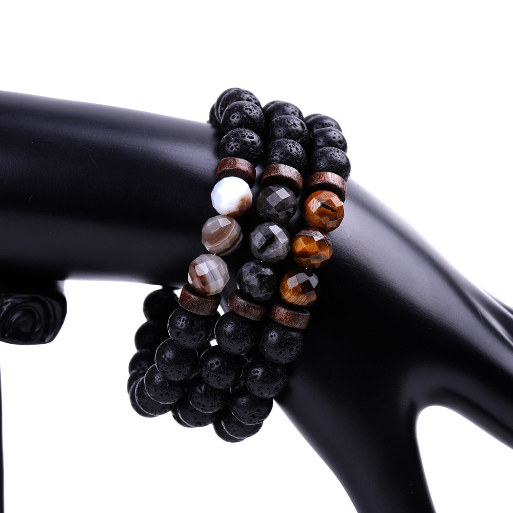 Aule Faceted Beads Lava Stone Bracelets