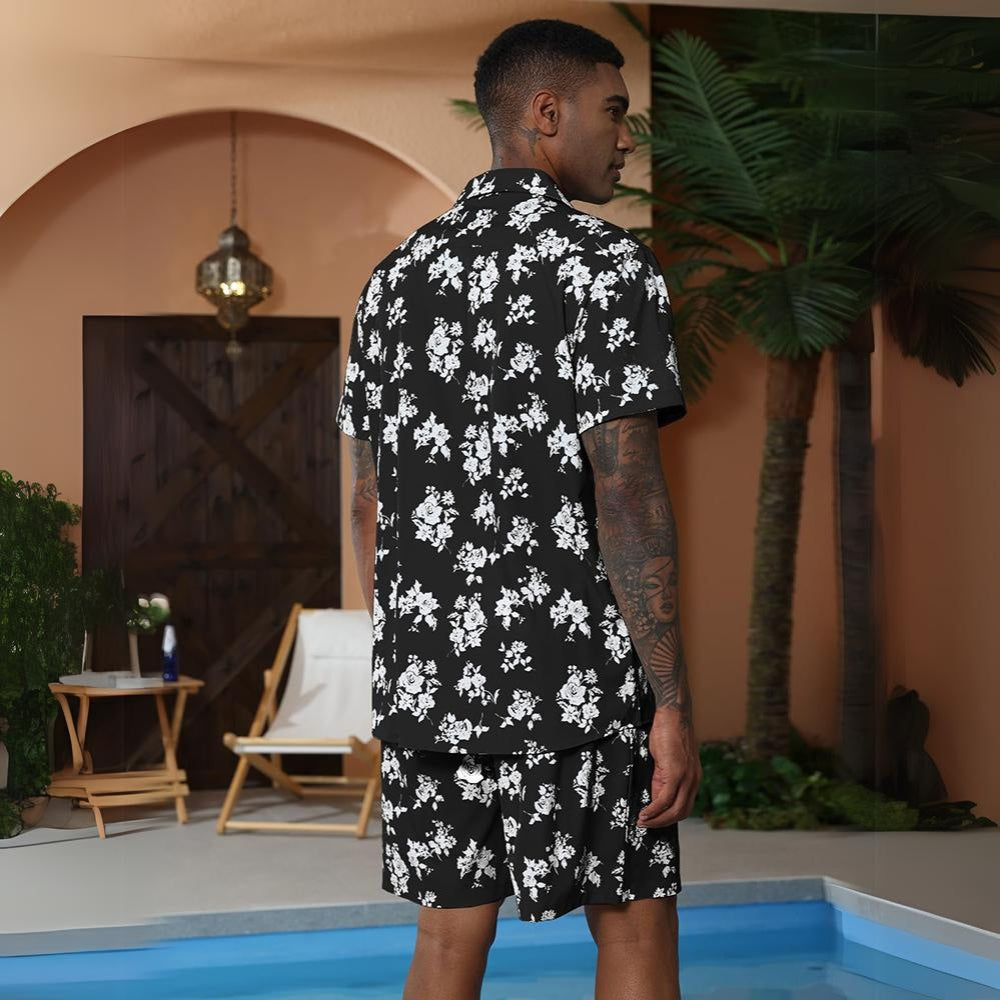 Aule Hawaiian Flower Shirt Set