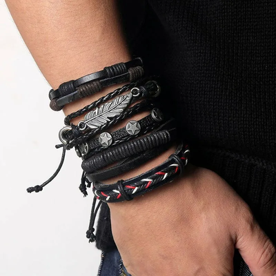 Aule Punk Geflochtene 6-teilige Armbänder