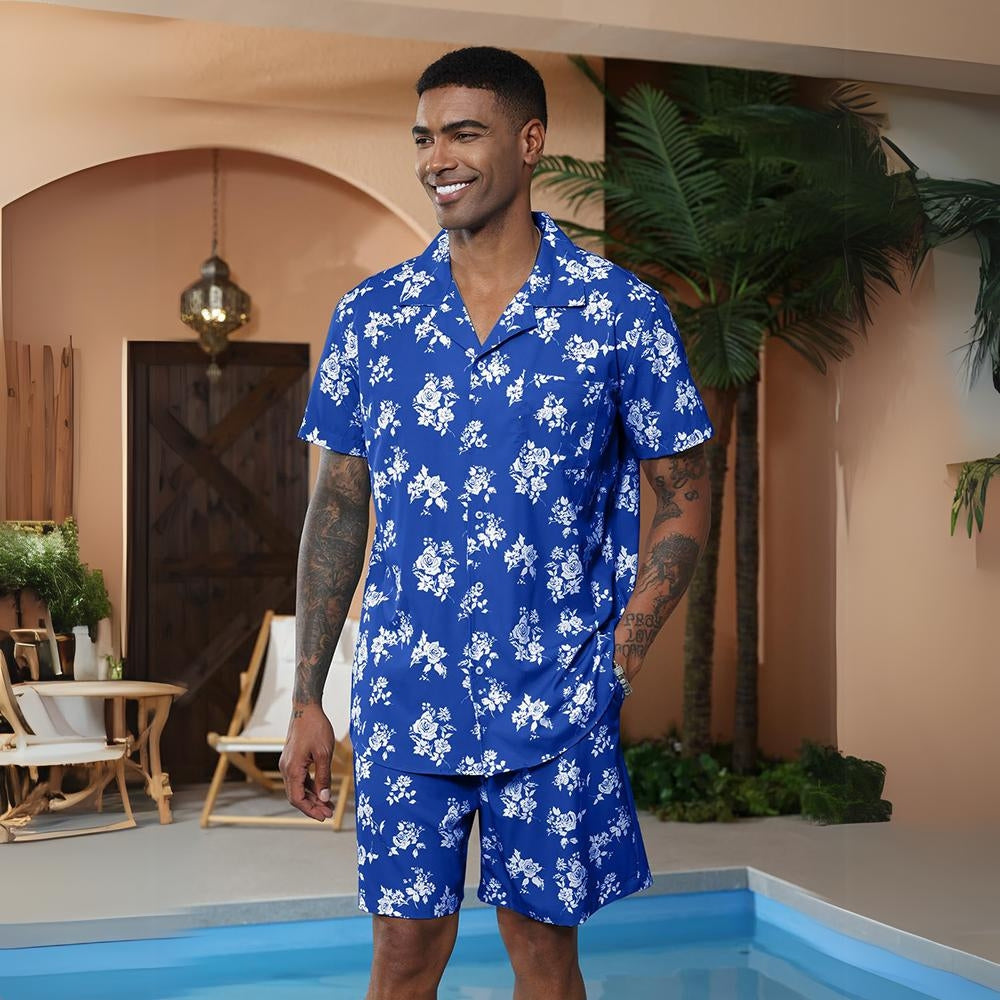 Aule Hawaiian Flower Shirt Set