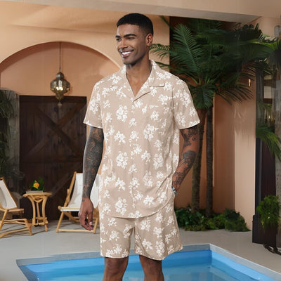 Aule Hawaiian Flower Shirt Set