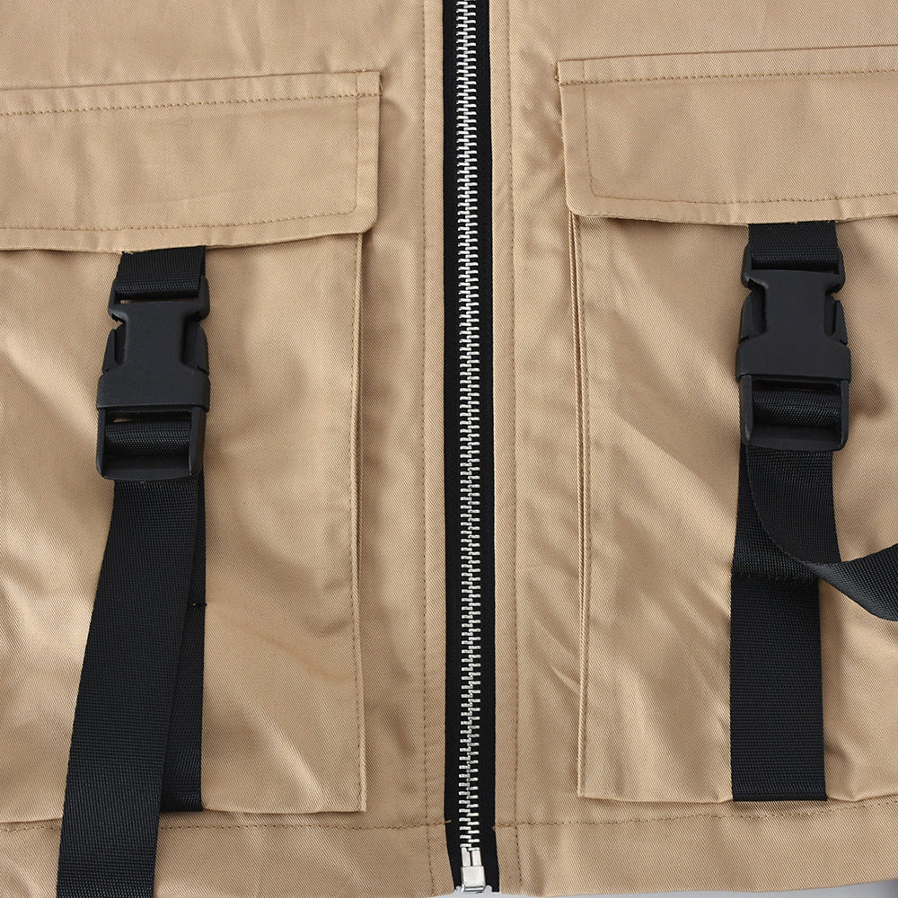 Gilet court cargo zippé