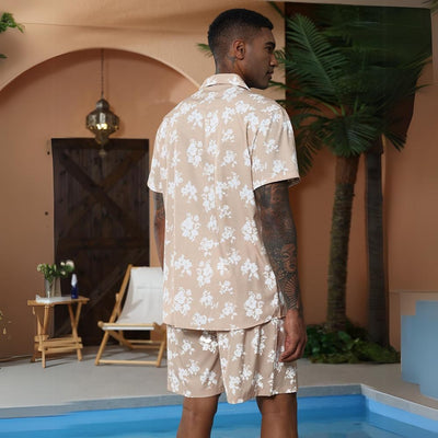 Aule Hawaiian Flower Shirt Set