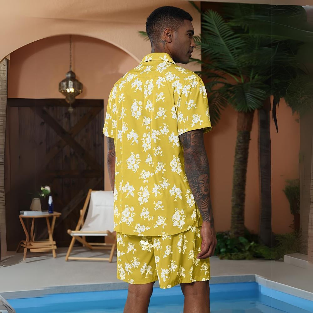 Aule Hawaiian Flower Shirt Set