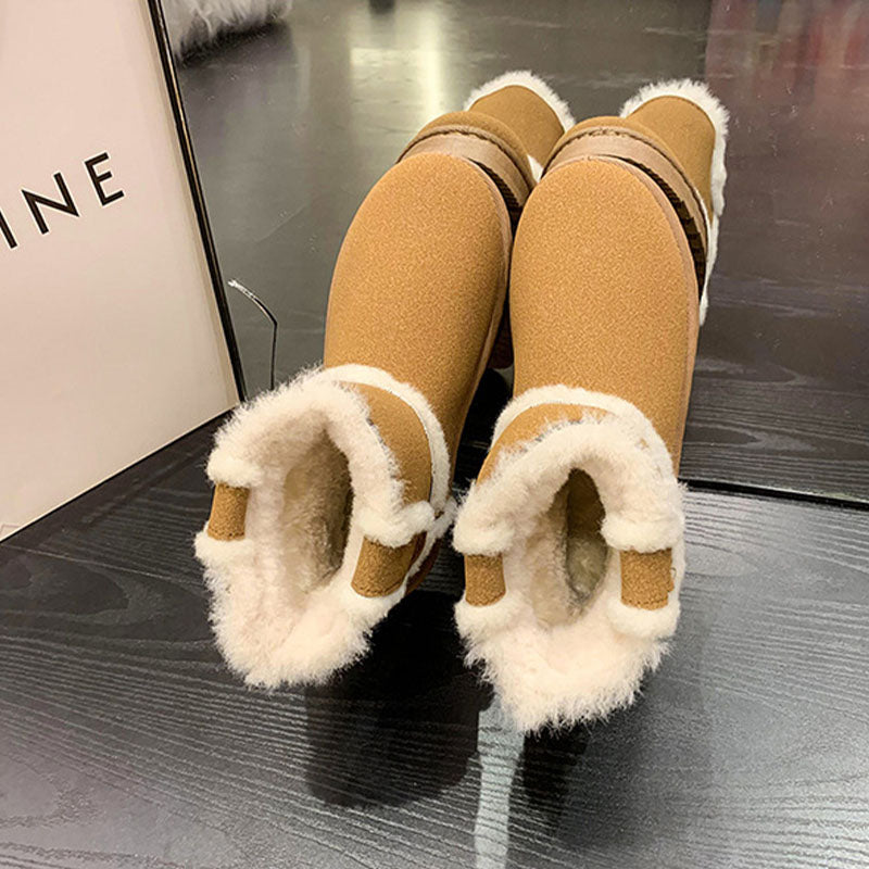 Solid Furry Snow Boots