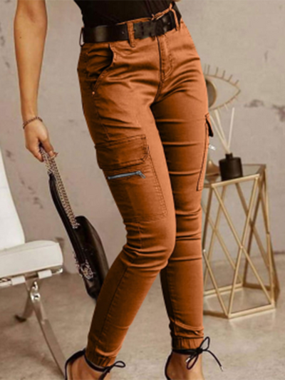 Ziper Pockets Slim Pants