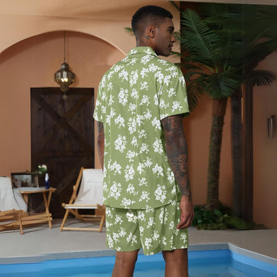 Aule Hawaiian Flower Shirt Set