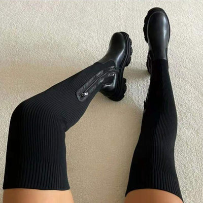Knitted High-heel Womens Boots