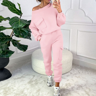 Cozy One Shouler Sweatshirt Set