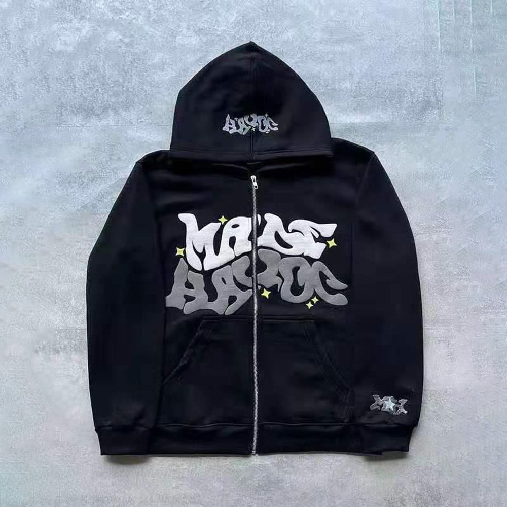 Aule Zip Up Letters Hoodie