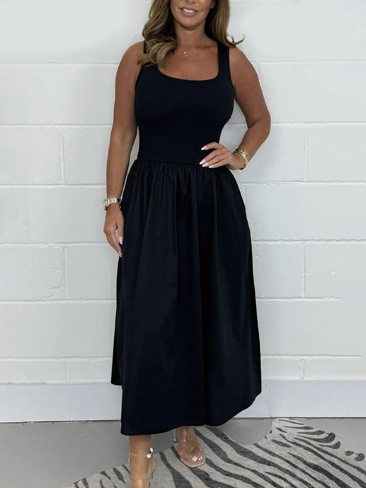 Cinched Waist Tank Maxi Dress