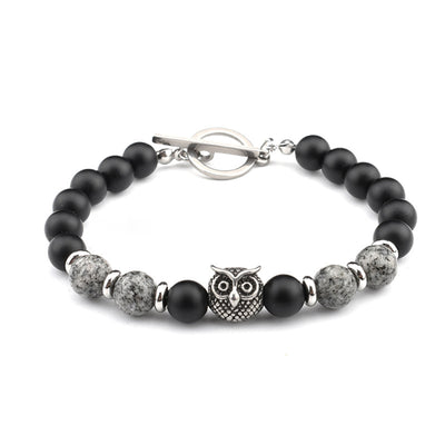 Aule Skull Lava Rock Beads Bracelet