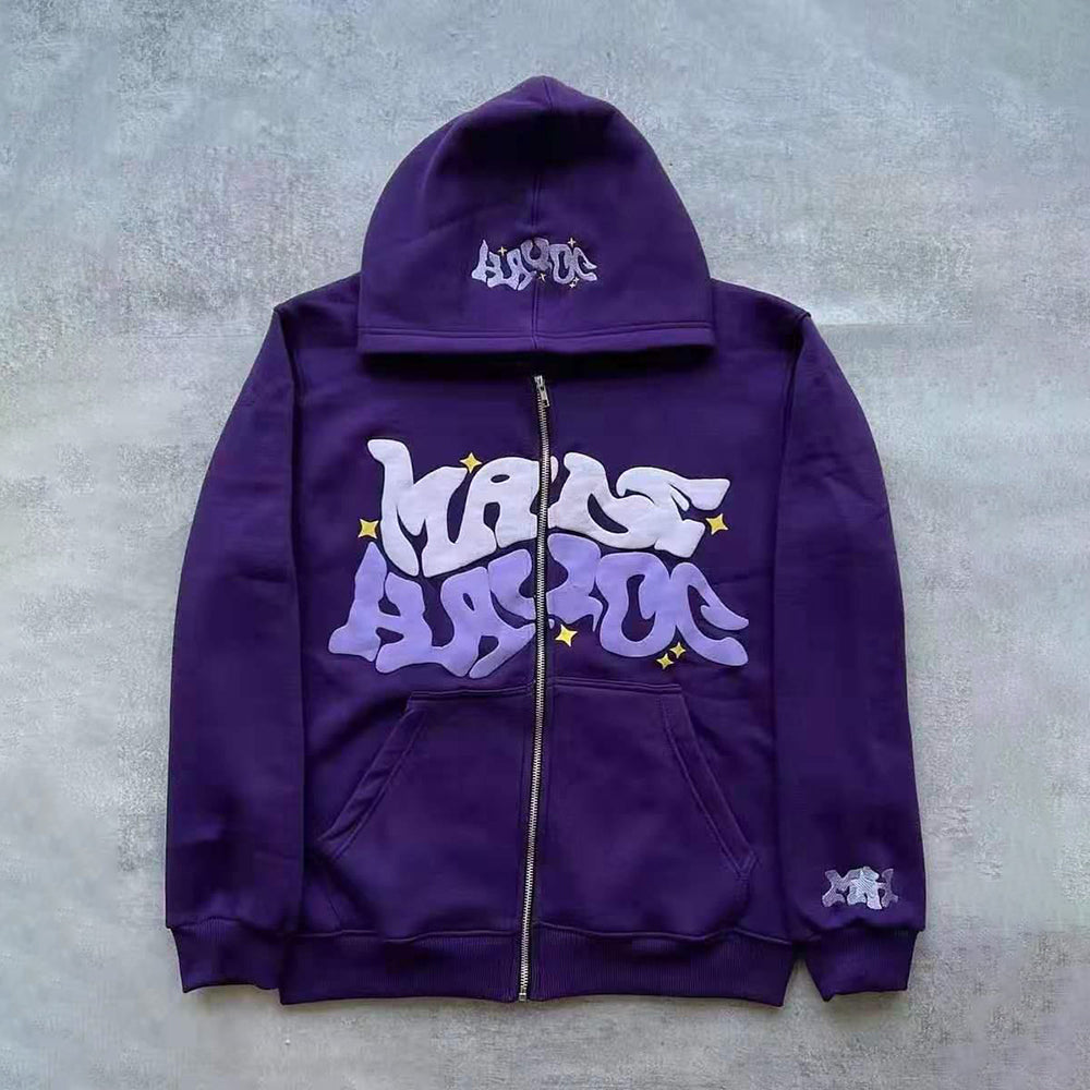 Aule Zip Up Letters Hoodie