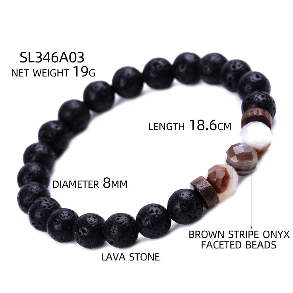 Aule Faceted Beads Lava Stone Bracelets