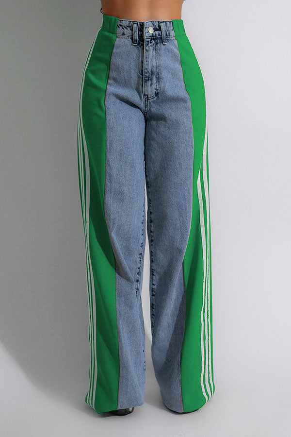 Color Block Straight Jeans