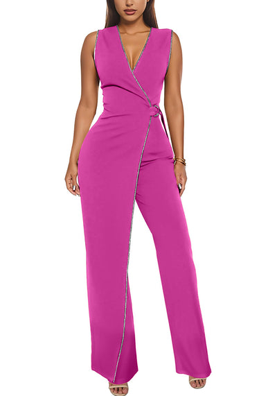 Sleeveless V-Neck Jumpsuits