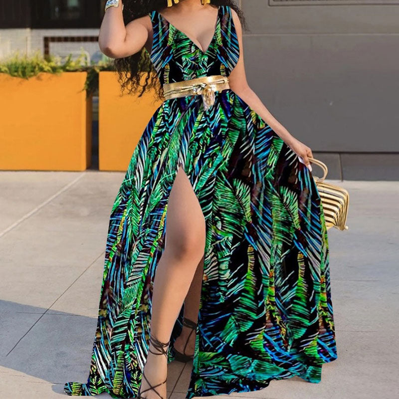 Tie-dye Split Maxi Dress