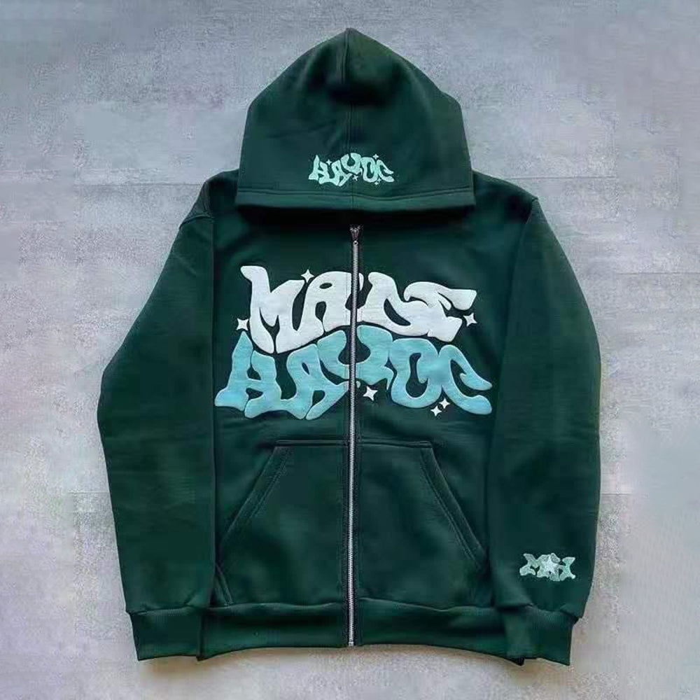 Aule Zip Up Letters Hoodie