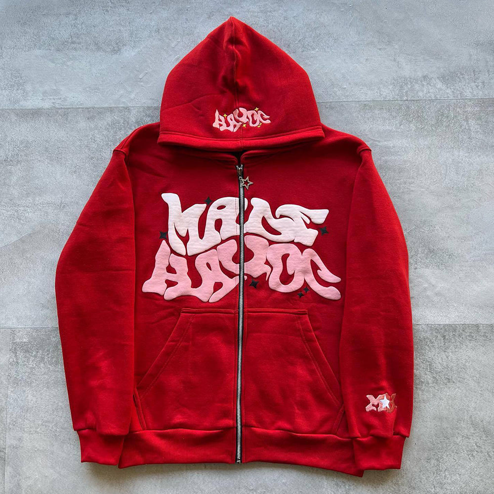 Aule Zip Up Letters Hoodie