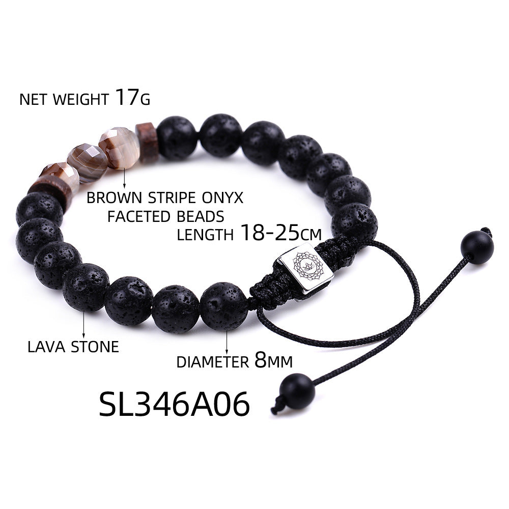 Aule Faceted Beads Lava Stone Bracelets