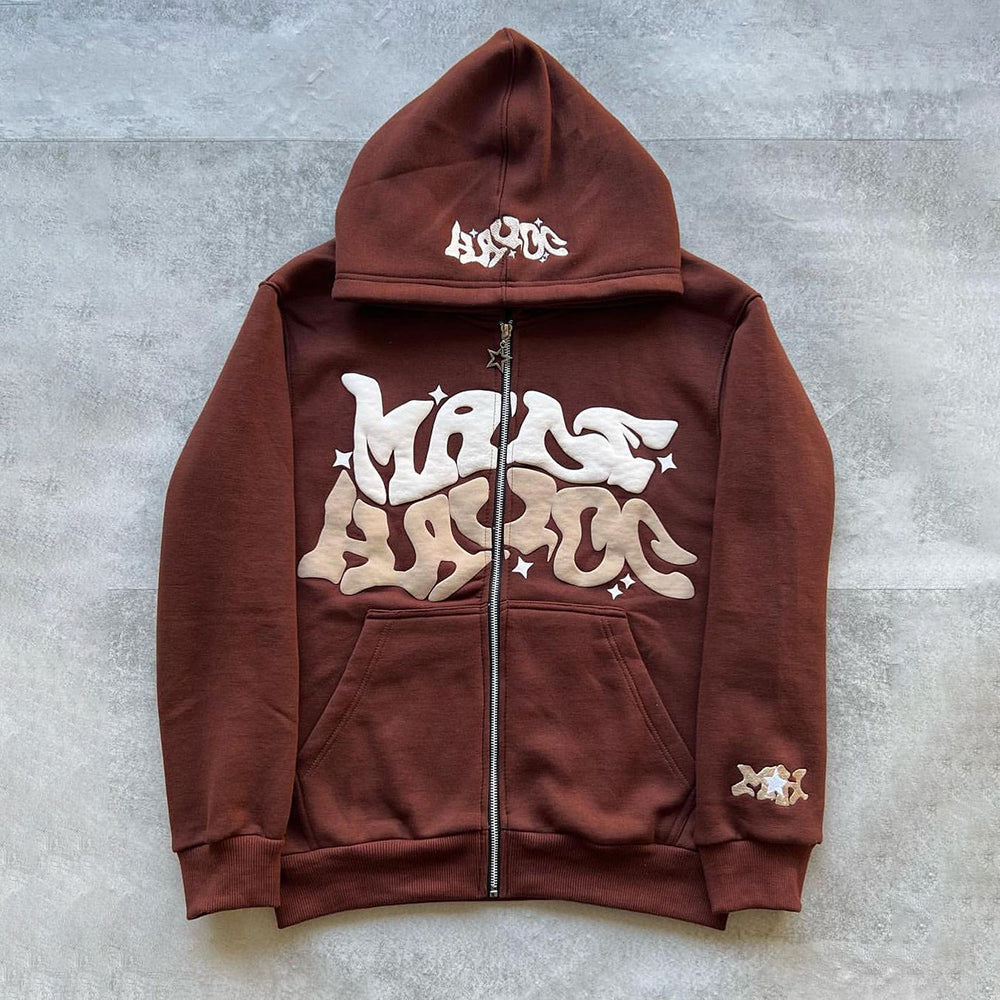 Aule Zip Up Letters Hoodie