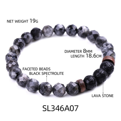 Aule Faceted Beads Lava Stone Bracelets