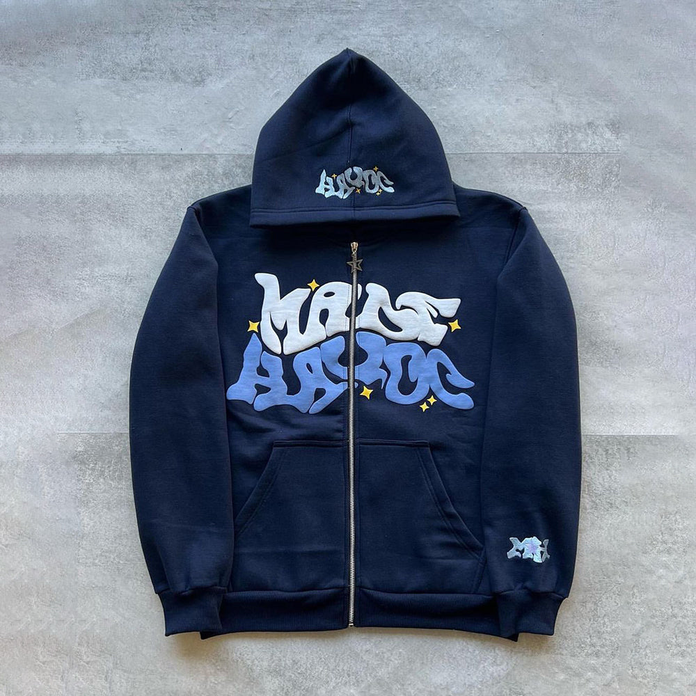 Aule Zip Up Letters Hoodie