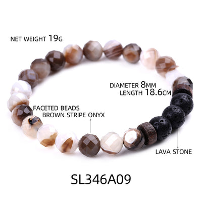 Aule Faceted Beads Lava Stone Bracelets