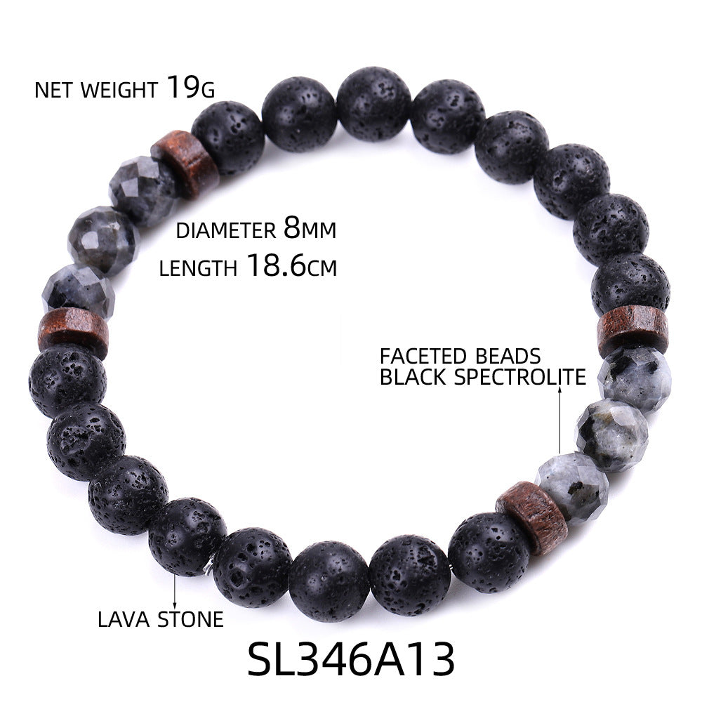 Aule Facettierte Perlen Lavastein Armbänder