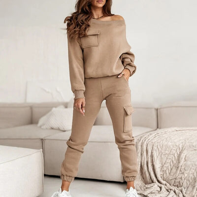 Cozy One Shouler Sweatshirt Set