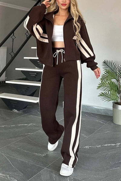 Zip Up Casual Long Sleeve Set