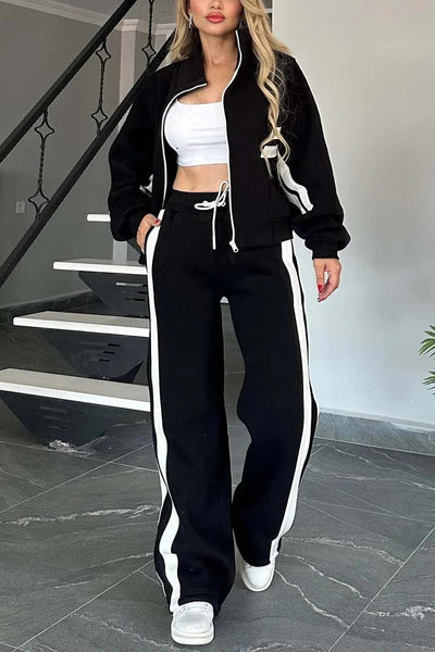 Zip Up Casual Long Sleeve Set