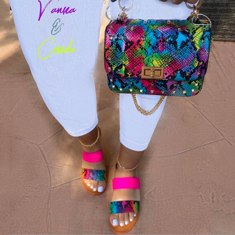 Snake Print Bag & Sandals