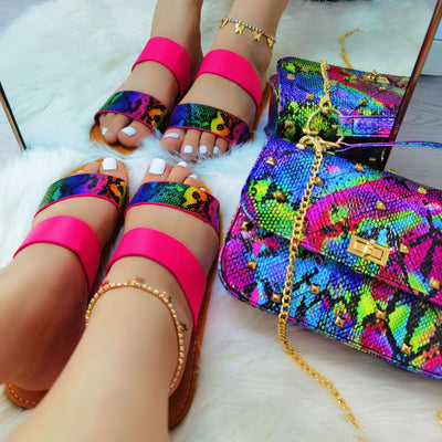 Snake Print Bag & Sandals