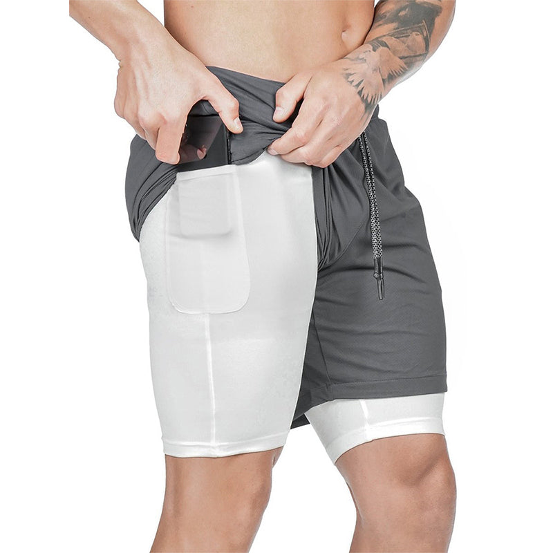Pantalones cortos deportivos de secado rápido de doble capa